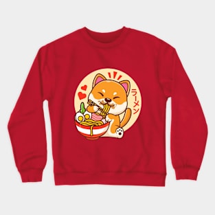 Shibu Inu enjoying ramen, Itadakimas Crewneck Sweatshirt